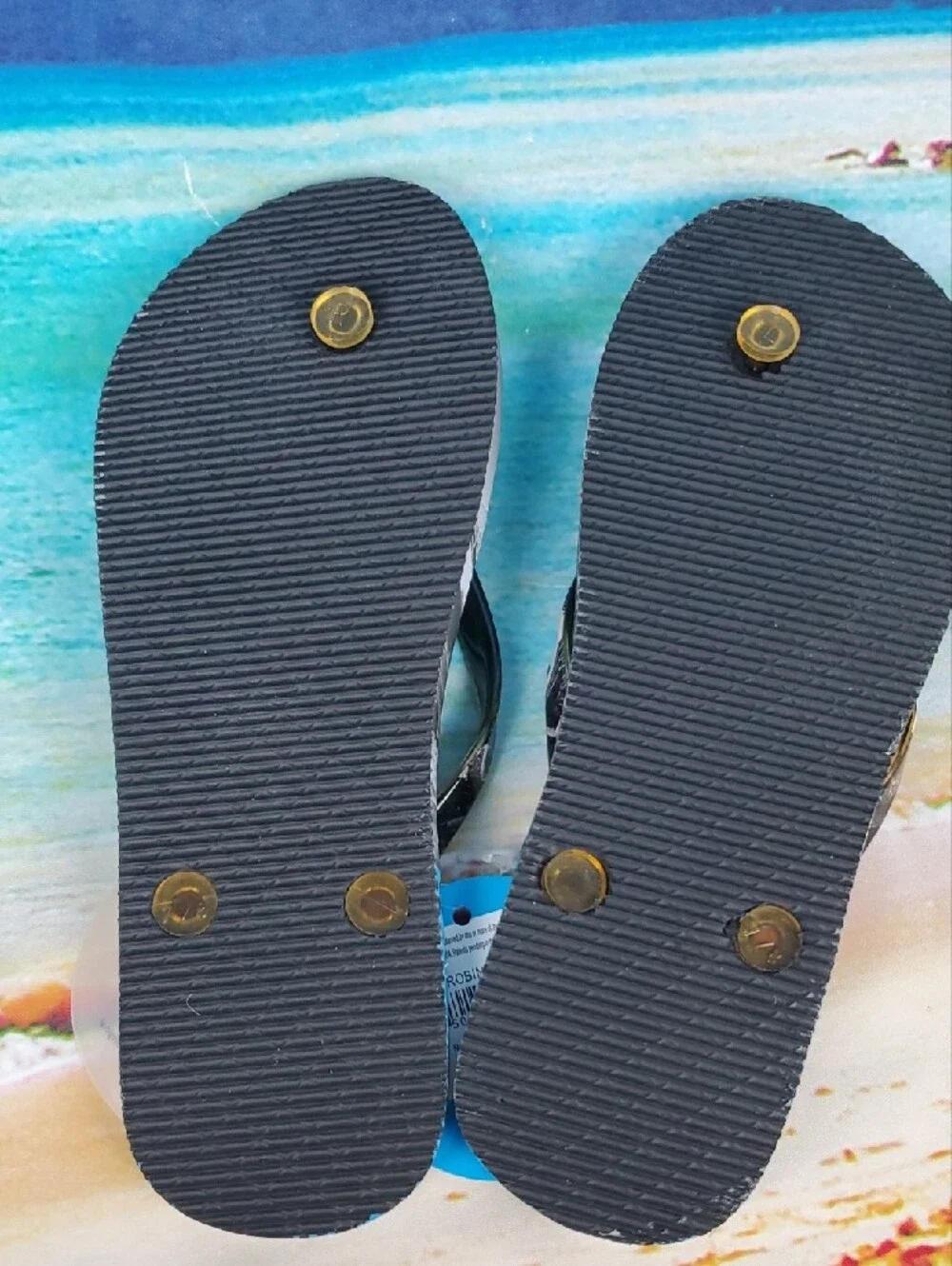 Robin Ruth Black & Blue San Francisco Graphic Flip-Flop Tags